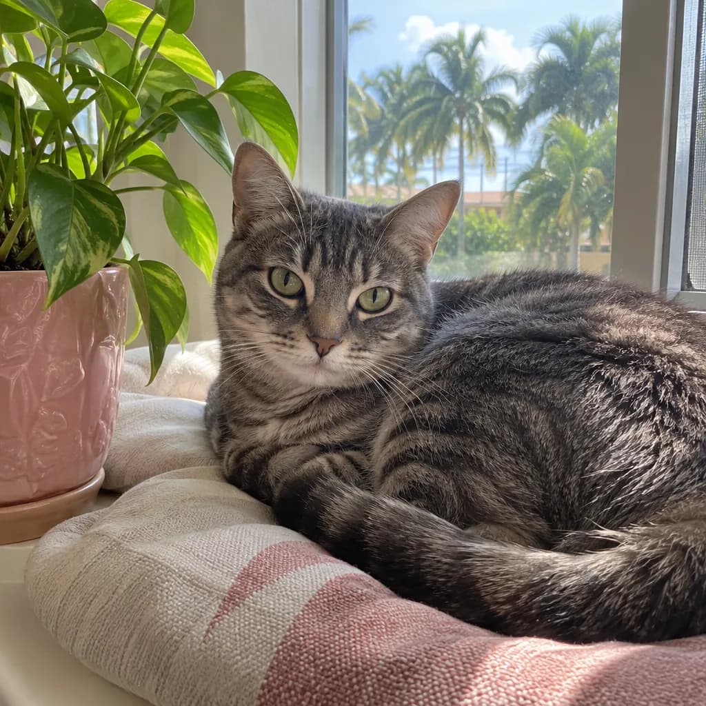 Tabby cat on a windowsill